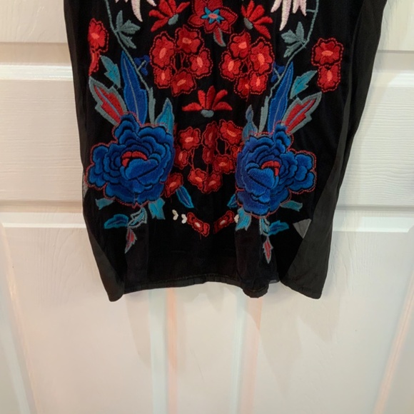 Johnny Was Biya Embroidered Black Teesha Boho Tunic Dress Size Small - Picture 6 of 10